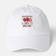 Gorro de beisebol branco de cereja morango fofo