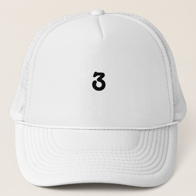 Boné Gorro de caminhoneiro cor branca e branca número 3 (Frente)