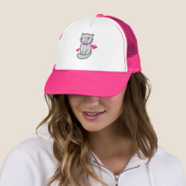 Boné Gorro de Caminhoneiro Gato Adorável | Gorro de Cam