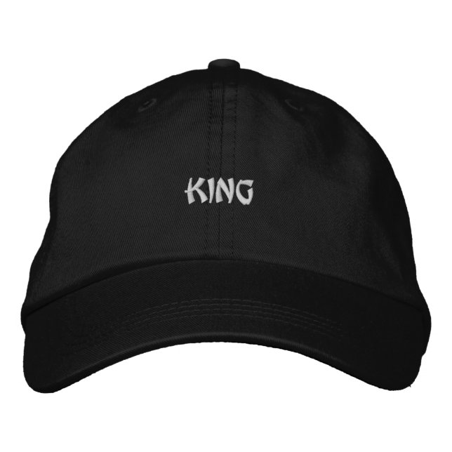 Boné Gorro Preto Real com Bordado de Texto Rei em Negri (Frente)