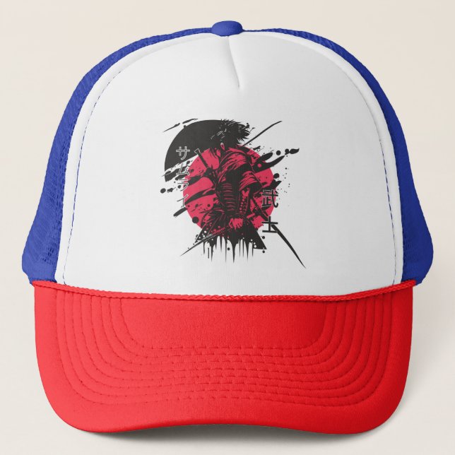 Boné Gorro samurai vermelho e preto  (Frente)