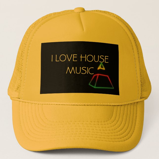 Boné Gorros para djs eu amo música caseira (Frente)