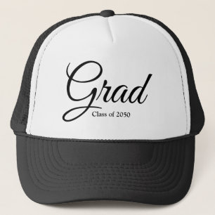 Boné Grad class of 2023 black white custom script text