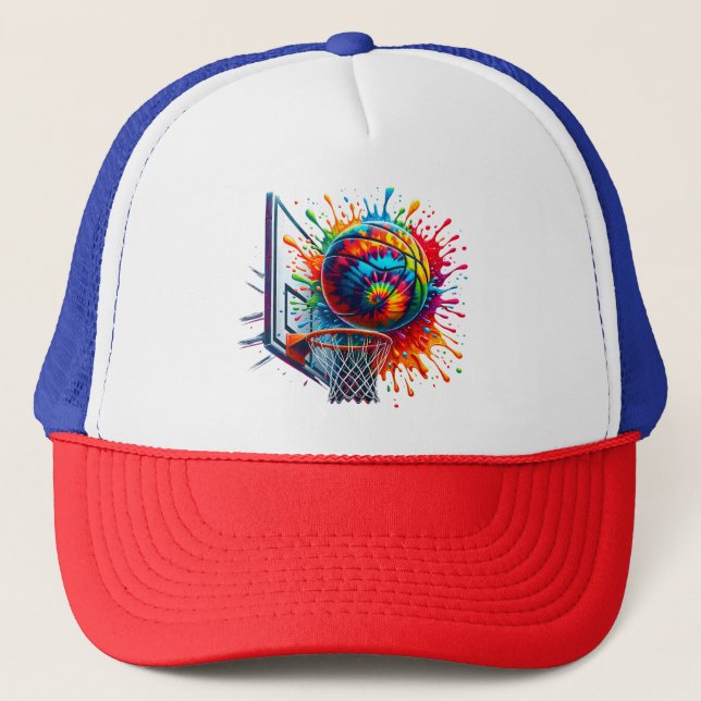 Boné Gravata Tie Dye Colorida de Basquetebol Salpico de (Frente)