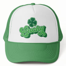 Green Four Folha Clover Lucky Trucker Hat