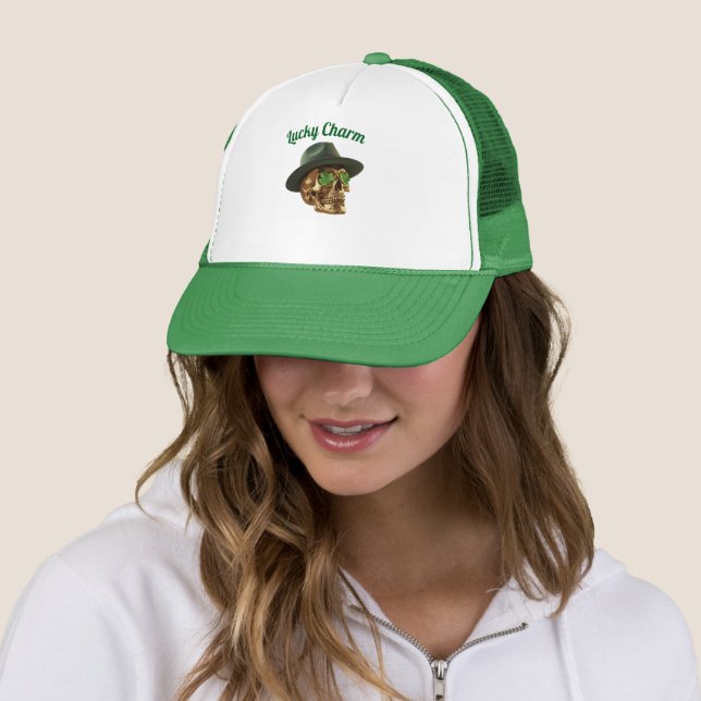 Boné Green Gold Skul Fedora Hat St.Patricks Day Trucker (In Situ)