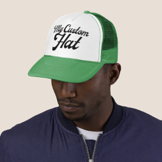 Boné GREEN & WHITE Custom Trucker Hat Mesh Cap Blank