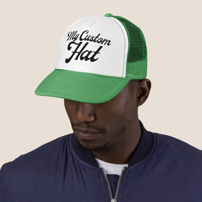 Boné GREEN & WHITE Custom Trucker Hat Mesh Cap Blank (In Situ)