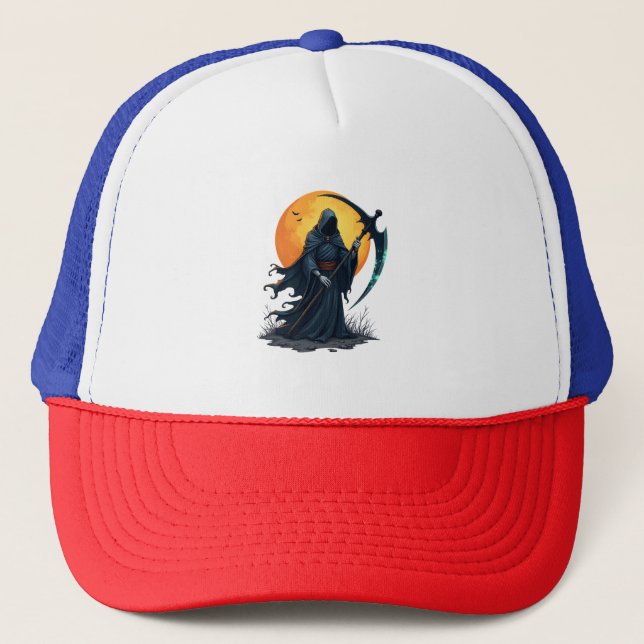 Boné Grim Reaper with Scythe - Camisa Assustadora do Di (Frente)