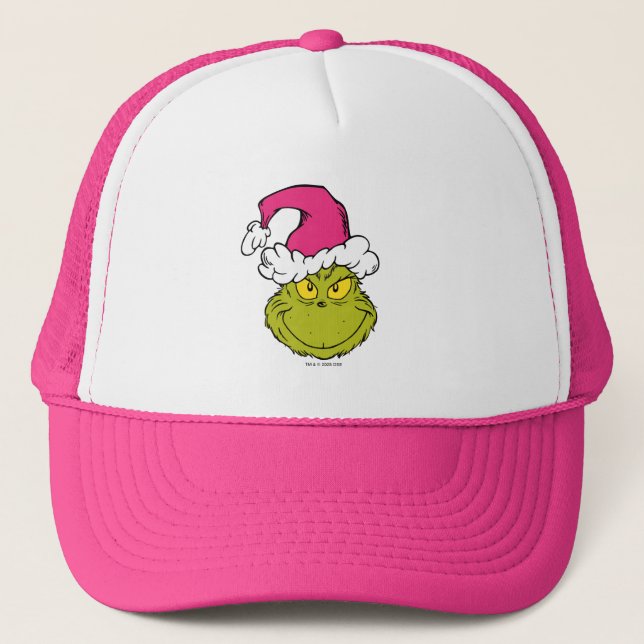 Boné Grinch com Chapéu de Papai Noel Rosa (Frente)