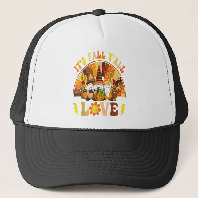 Boné Groovy Hippie É outono Os Gnomos Pumpkin Autum (Frente)