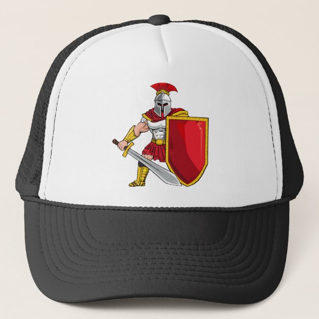 Boné Guerreiro antigo com espada e escudo no capacete (Frente)
