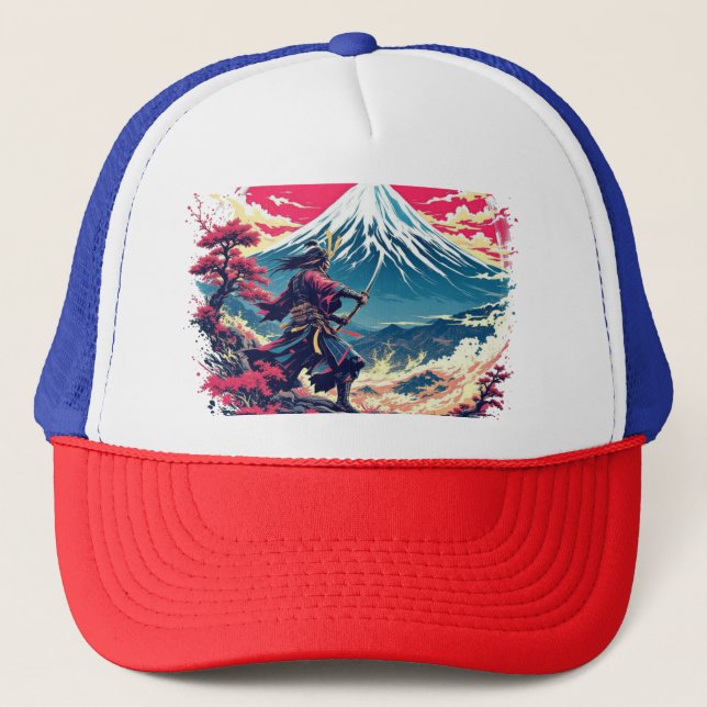 Boné Guerreiro Samurai no Monte Fuji Arte Japonesa  (Frente)