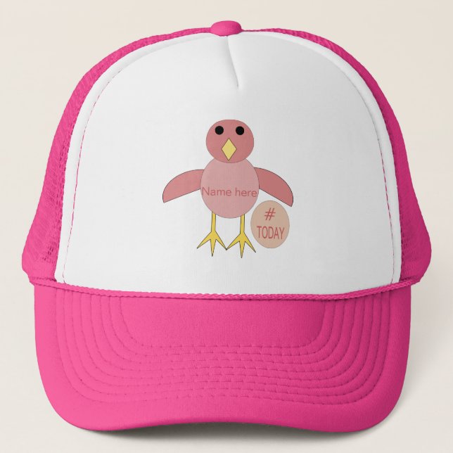 Boné Hábito de Pintinho de Rapariga de Aniversário Rosa (Frente)