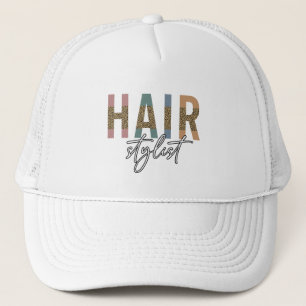 Boné Hair Stylist Cheetah Typografia Hairdresser Gift