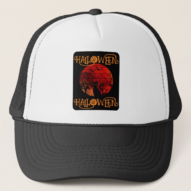 BONÉ HALLOWEEN HALLOWEEN GATO PRETO MORCEGOS ASSUSTADOR (Frente)