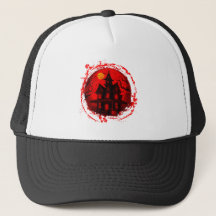 HALLOWEEN HAUNTED HOUSE VERMELHO NEGRO SILHOUETTE