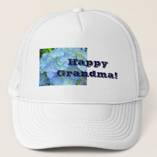 Boné Happy Grandma! hats Blue Floral Hydrangea Flowers