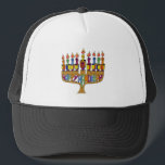 Boné Happy Hanukkah Dreidels Menorah<br><div class="desc">Você está vendo a Coleção de Design Lee Hiller. Roupa,  Ofertas e Coleções Lee Hiller Fotografia ou Coleção de Arte Digital. Você pode ver sua fotografia da Nature em http://HikeOurPlanet.com/ e seguir seu blog de caminhada no Hot Primavera National Park.</div>