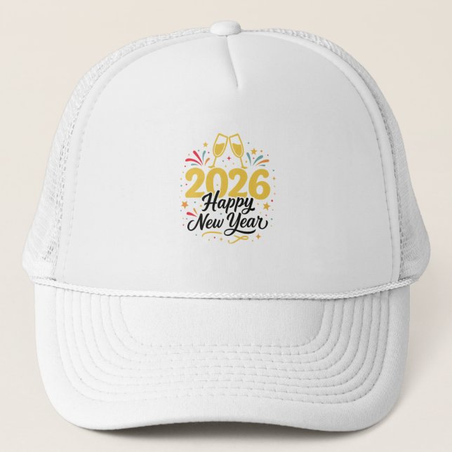 Boné Happy New Year 2026 Celebration Trucker Hat (Frente)