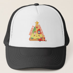 Boné Happy Pizza Christmas Tree - Cartoon Style