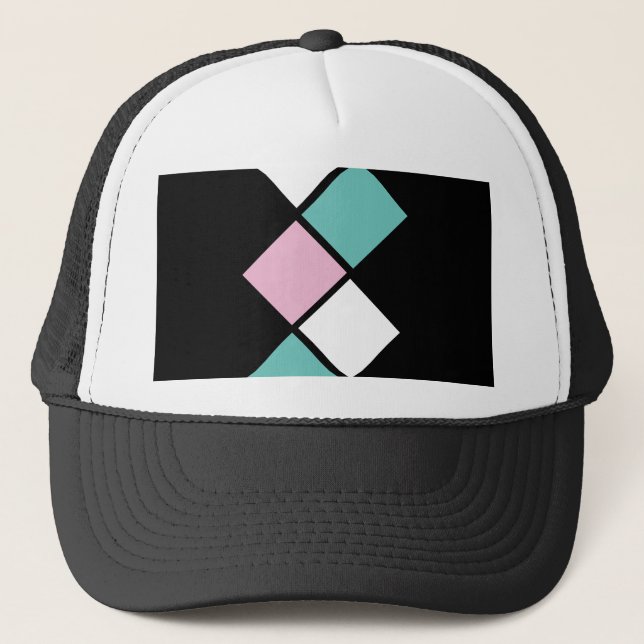 Boné Harlequin Trucker Hat (Preto, Aqua e Rosa) (Frente)