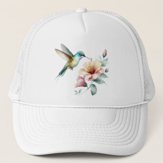 Boné Harmonia de Hummingbird com Hibiscus Elegante (Frente)