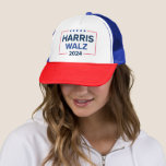 Boné Harris Walz 2024 Eleição Presidencial<br><div class="desc">Kamala Harris para o Presidente e Tim Walz para o Vice-Presidente 2024 do Hat do Caminhão de Eleições Presidencial dos EUA. Design patriótico simples e moderno em cores azuis,  marinhos e vermelhas reais com estrelas e sotaques de listras.</div>