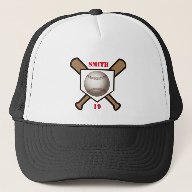 Boné Hat Baseball - Adicione seu nome e número (Frente)