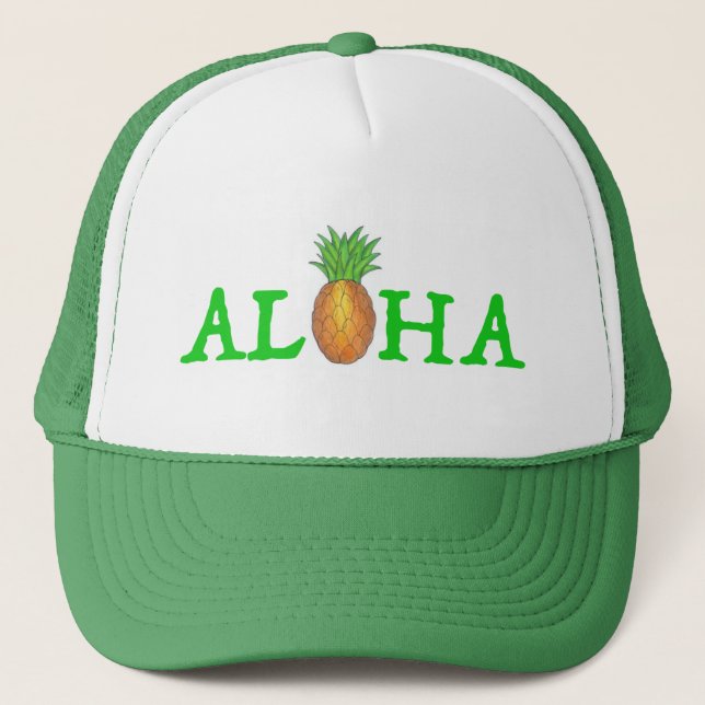 Boné Hat de abacaxi havaiano, ilha tropical ALOHA (Frente)