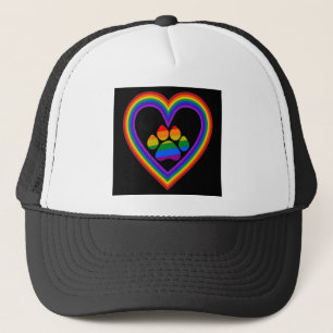 Boné Hat Diamond Rainbow Heart Com Paw