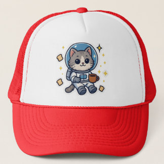 Boné Hat do Caminhoneiro do Gatinho Espacial - Impressã