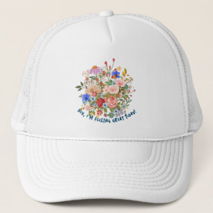 Boné Hat do Caminhoneiro Gráfico Floral & Slogan