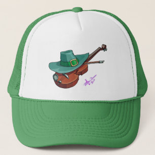 Boné Hat do Dia de São Patrício e Violin Green Trucker