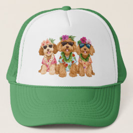 Boné Hawaiian Goldendoodle Dogs Flower Lei