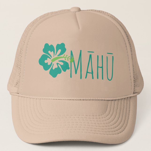 Boné Hawaiian Māhu LGBT (Turquoise Hibiscus) (Frente)