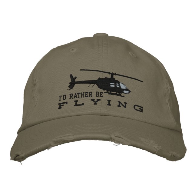 Boné Helicopter Chopper Silhouette Rather Be Flying (Frente)