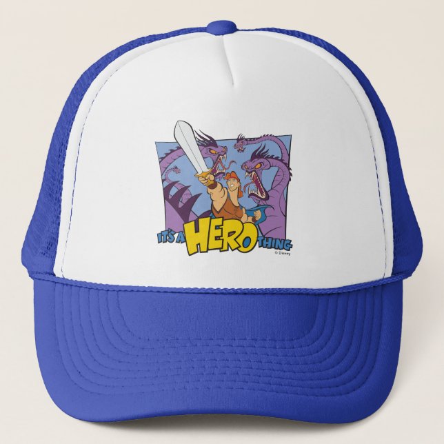 Boné Hercules vs Hydra - It's a HERO Thing Trucker Hat (Frente)