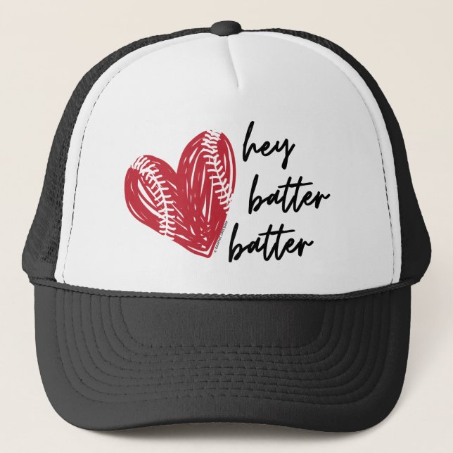 Boné Hey Batter Batter Baseball Love - GraphicLoveShop (Frente)