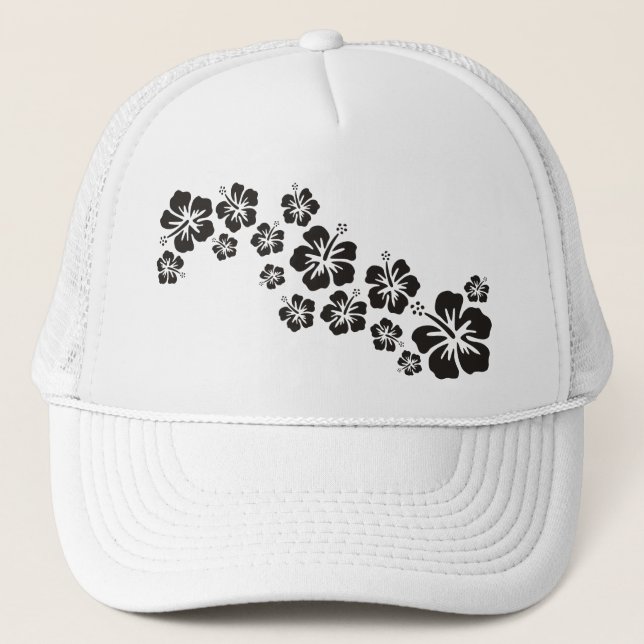 Boné hibisco floresce em preto (Frente)