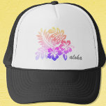 Boné Hibiscus Aloha Floral Tropical Havaiana<br><div class="desc">Trucker Hat Surfer Beach Style - Tropical Havaiana Floral Hibiscus Aloha Script Trucker Hat. — DETALHES DO PRODUTO: Ajustável de 17" para 24". 100% frente de espuma de poliéster. Grande área para apresentar o seu design. 100% de malha de nylon mantém você legal. Disponível em 11 combinações de cor Tipo...</div>