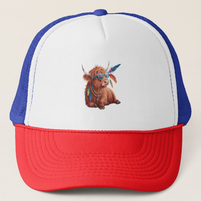 Boné Highland Cow Png, Cool Cow Png, Sunglass (Frente)