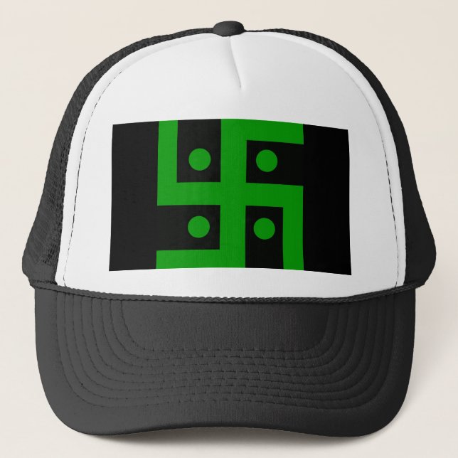 Boné Hindu swastika (verde em fundo preto) (Frente)