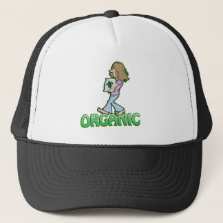 Boné hippie orgânico com comida orgânica