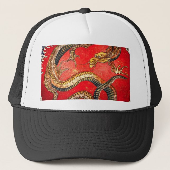 Boné Hokusai Dourado Dragon Hat Japonês (Frente)