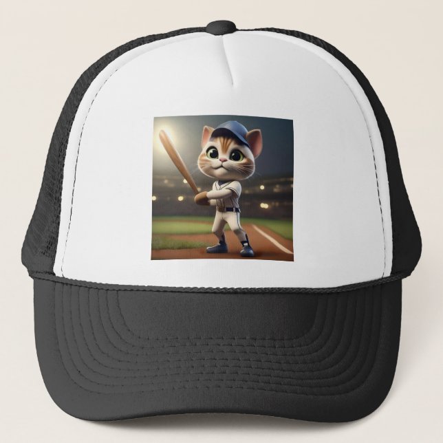 Boné Home Run Hitter: O Gato de Baseball em 3D ganha um (Frente)