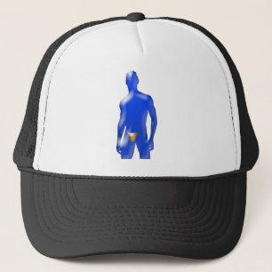 Boné Homem Azul de Cueca Laranja