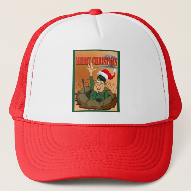 Boné Homem do Exército acenando com Santa Hat (Frente)