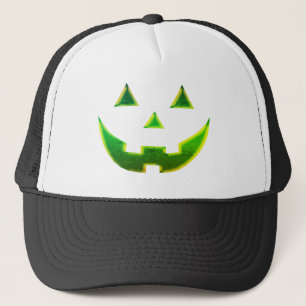 Boné Homem verde-neon do Halloween Jack o rosto da abó