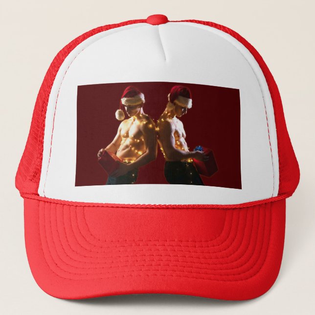 Boné Homens sem camisa do SlipperyJoe de volta ao Natal (Frente)